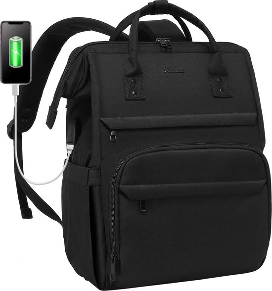 PORRASSO Rugzak voor dames, mode, dagrugzak, meisjes, schooltas, lichte rugzak, nylon tas voor school, werk, reizen, zwart, L