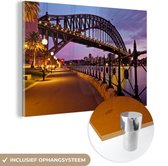 MuchoWow® Glasschilderij 180x120 cm - Schilderij acrylglas - Weg onder de Sydney Harbour Bridge in Australië - Foto op glas - Schilderijen