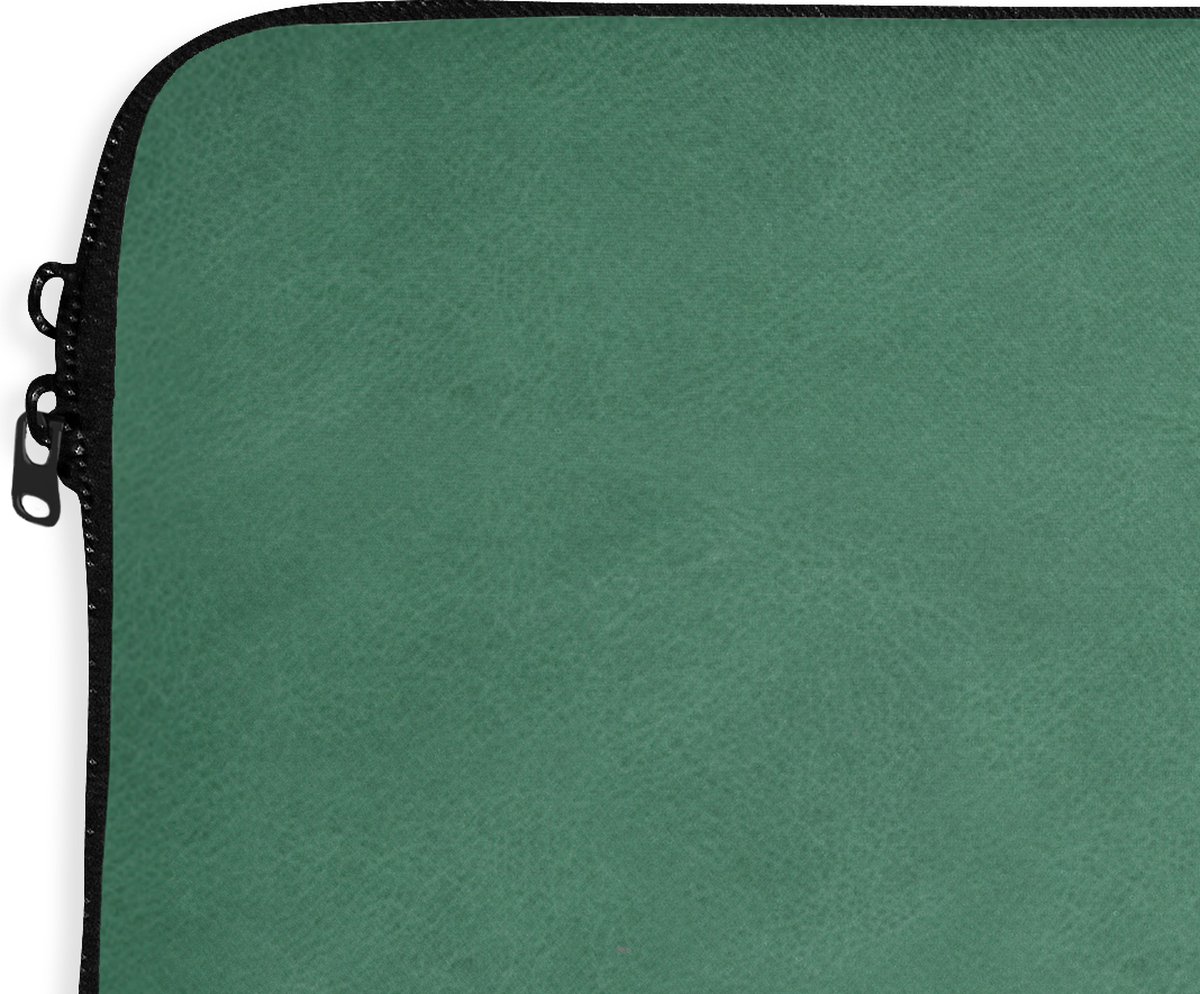 Laptophoes 15.6 inch - Inductie beschermer - Leer - Groen - Dieren - Laptop sleeve - Binnenmaat 39,5x29,5 cm - Zwarte achterkant