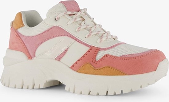 Supercracks dames dad sneakers wit roze - Uitneembare zool