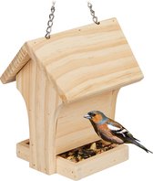 Relaxdays vogelvoederhuisje kleine vogels - houten voederhuis - mezen - tuin - hangend