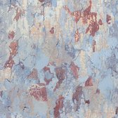 Steen tegel behang Profhome 379542-GU vliesbehang licht gestructureerd in steen look mat blauw rood beige crèmewit 5,33 m2