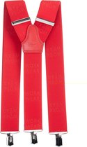 Pierre Mouton Work Wear Bretel - Bretels - Volwassenen - Heren - Rood - 140cm - 3 brede clips - XL - XXL