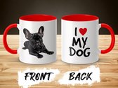 Mok rood/wit French Bulldog dog - I love my dog / dog lover / dogs - ik hou van mijn hond / hondenliefhebber / honden