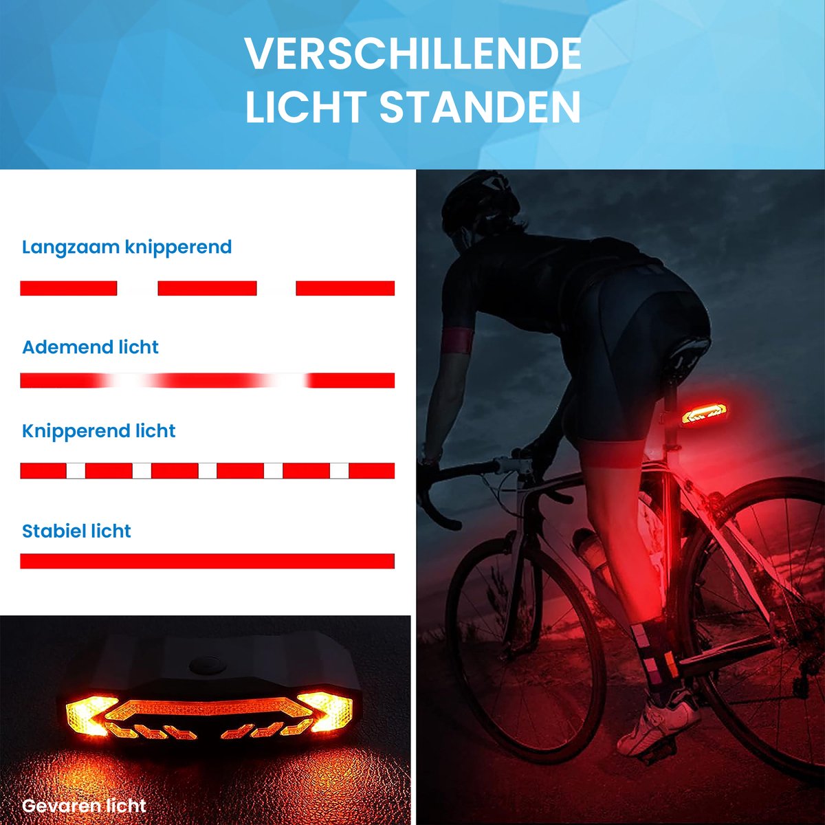 YONO Fiets Achterlicht met Knipperlicht en Fietsalarm thumbnail 2
