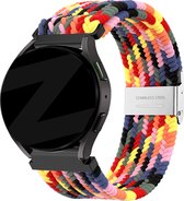 Bandz universeel 20mm gevlochten nylon band geschikt voor Samsung Galaxy Watch 4 (Classic) / 5 (Pro) / 6 (Classic) / Active 1/2 40 & 44mm / Watch 1 42mm / Watch 3 41mm / Gear Sport - Polar Ignite 1-2-3 - Hoogwaardig rekbaar nylon bandje - kleurrijk