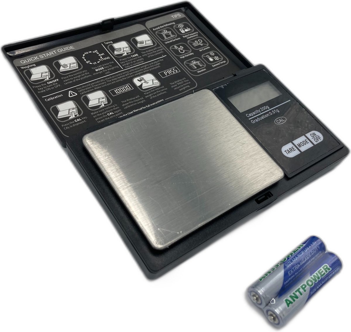Professional Mini Precisie Weegschaal - 0,01 tot 200 gram - Pocket Scale - incl. 2x AAA Batterijen