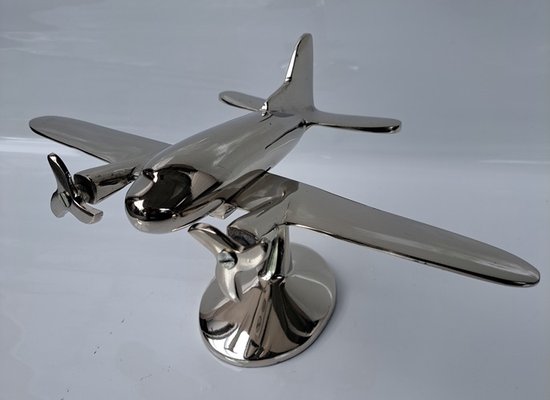 Denza - Vliegtuig decoratie aluminium DC3M3250 model vliegtuig - kleur zilver - breedte 33 cm - flugzeug - air plane