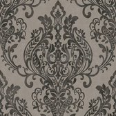 Papier peint baroque Profhome 376813-GU papier peint intissé légèrement texturé de style baroque gris noir mat 5,33 m2