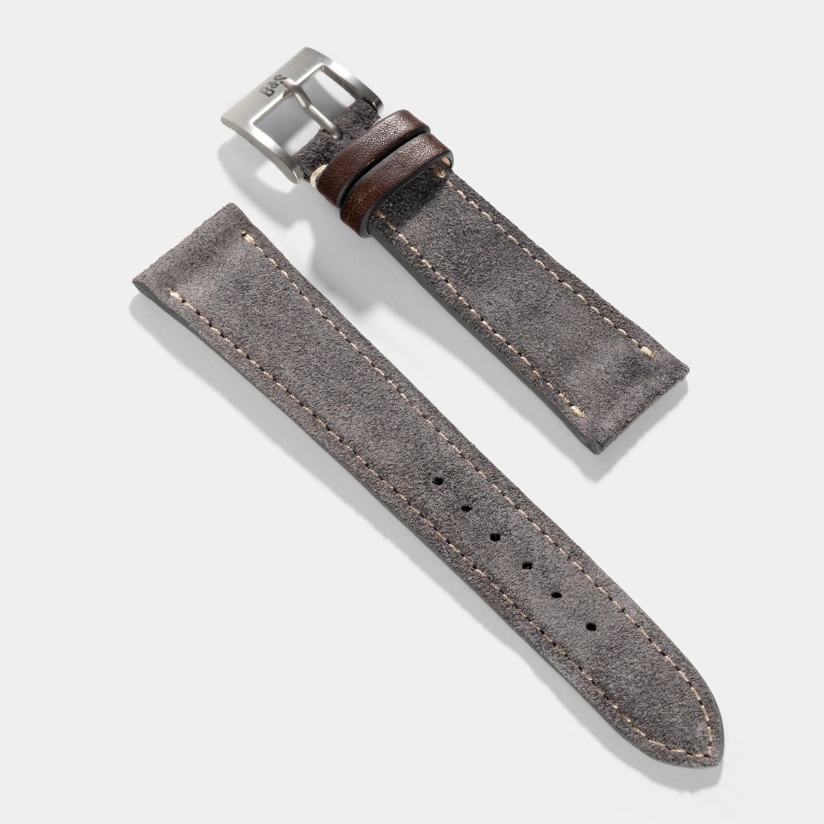 BS Leren Horlogeband Luxury - Refined Dark Grey Suede - 20mm