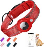 Airtag halsband - Airtag Halsband Kat en Hond - Maat L - Reflecterend en Comfortabel - Rood