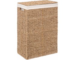 5Five Wasmand - riet - met deksel - rechthoekig - 38 x 23 x 55 cm - 40 liter