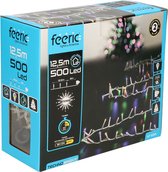 Feeric lights Kerstverlichting - gekleurd - 12 meter - 500 led lampjes - transparant snoer