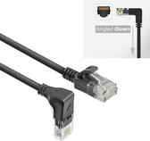 ACT Zwarte 0,25 meter U/UTP CAT6A LSZH slimline patchkabel met RJ45 connectoren, recht naar 90° haaks beneden DC3952