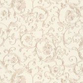 Mur de papier peint de luxe exclusif Profhome 343263-GU papier peint intissé légèrement texturé avec motif floral chatoyant bronze beige crème blanc 7,035 m2 (77 ft2)