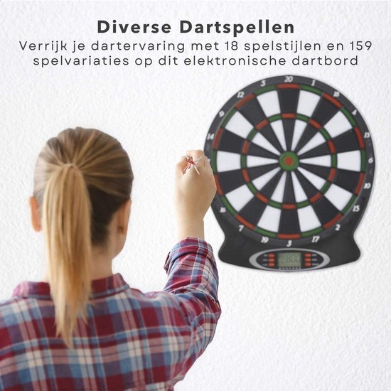 Cheqo® Elektronisch Dartbord - Complete Dartset - Met Pijlen - Reserve Pijlpunten - 159 Spelvariaties - Automatische Uitschakeling - Grote LCD Display - 8 Spelers Tegelijk - Dart Bord van Cheqo® — afbeelding 3