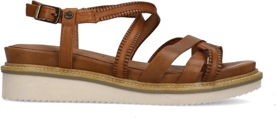 No Stress - Dames - Cognac leren sandalen met bandjes - Maat 37