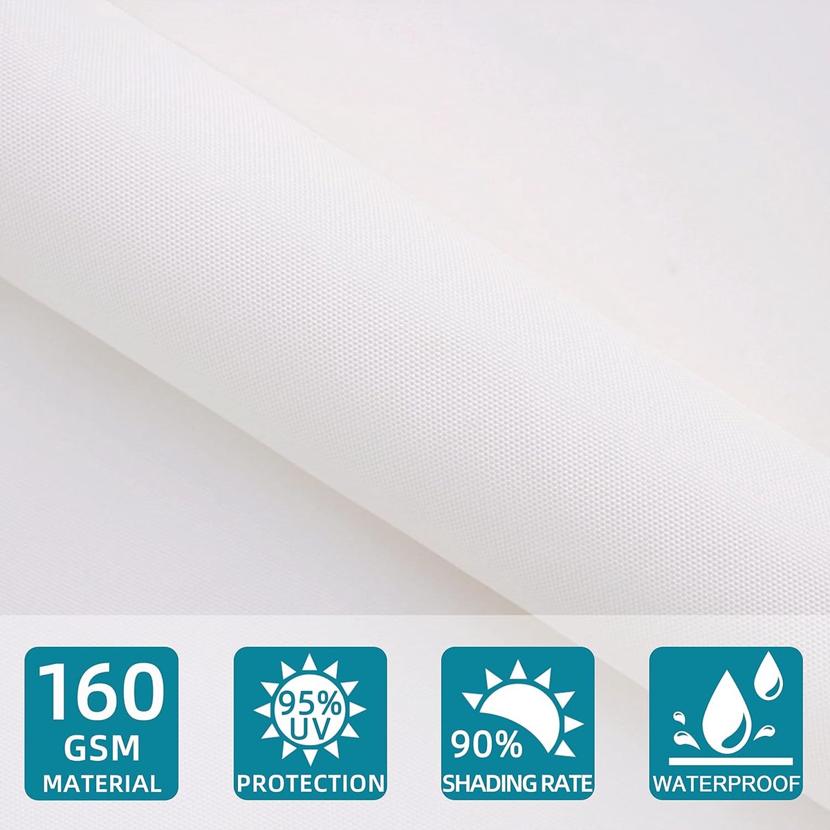 Zonnezeil 3x5m crème, waterafstotend, 95% UV-bescherming, voor buiten, tuin