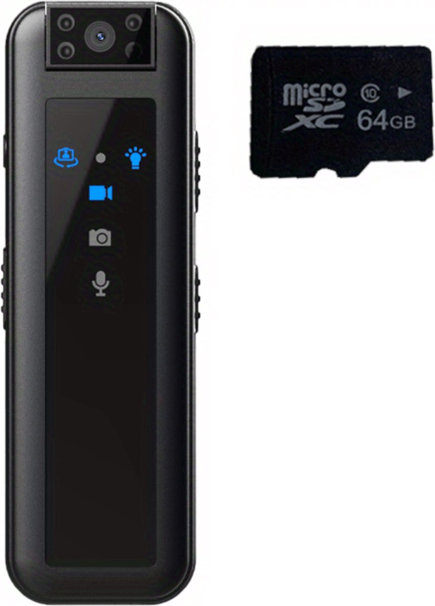 Livano Spy Cam - Bodycam - Politie - Chest Camera - Spy Camera - Verborgen Camera - Spionage Camera - Action Camera - HD + 64GB