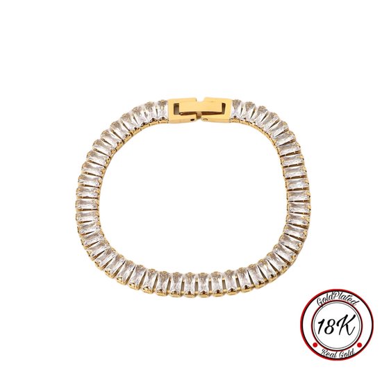 Borasi Tennis Armband Goud | 18K Goldplated | Tennis Armband | Zirkonia | Dames Sieraden | Elegante Armband | Cadeau | Luxe Geschenkzakje | Cadeau Voor Haar | Verjaardag Cadeau | Moederdag Cadeau | Sieraden | Valentijn |