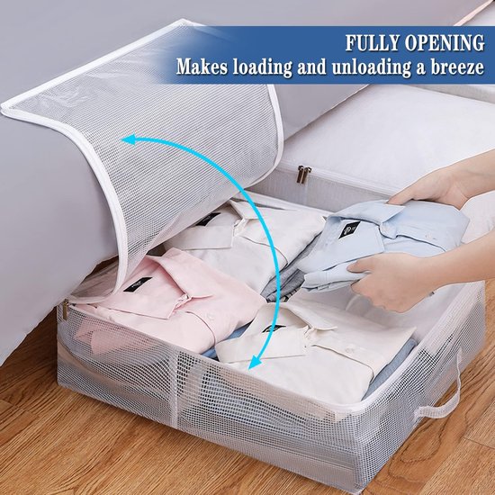 iwill CREATE PRO Set van 2 opvouwbare opbergdozen met ritssluiting, opbergdozen van stevige stof voor dekens, kleding, schoenen, speelgoed, stofdicht en wasbaar, zwart/grijs