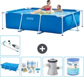 Intex Rechthoekig Frame Zwembad - 220 x 150 x 60 cm - Blauw - Inclusief Solarzeil - Onderhoudspakket - Zwembadfilterpomp - Filter - Stofzuiger
