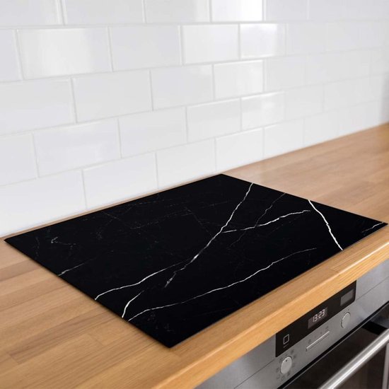 Inductie beschermer zwart marmer | 70 x 52 cm | Keukendecoratie | Bescherm mat | Inductie afdekplaat