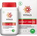 Vitals Ester-C 1000 mg pot en doosje. Met 90 tabletten en 100% vegan logo.