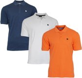 3-Pack Donnay Polo (549009) - Sportpolo - Heren - Navy/White/Apricot orange (584) - maat M