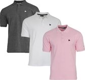 3-Pack Donnay Polo (549009) - Sportpolo - Heren - Charcoal-marl/White/Shadow pink (579) - maat 3XL