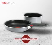 Tefal Ingenio Easy Cook'N Clean 3-delig Hoogwaardig Alluminium Pannenset - Braadpan 22 cm + Steelpan 18 cm Inclusief Ingenio Hangreep