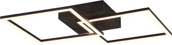 LED Plafondlamp - Plafondverlichting - Trion Square - 20W - Warm Wit 3000K - Vierkant - Mat Zwart - Metaal