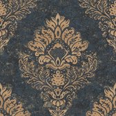 Papier peint baroque Profhome 379012-GU papier peint intissé légèrement texturé de style baroque or bleu mat 5,33 m2