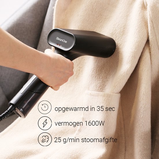 SteamOne DTC75 Simon Black – Handstomer / Kledingstomer – Compact – Snel Opgewarmd