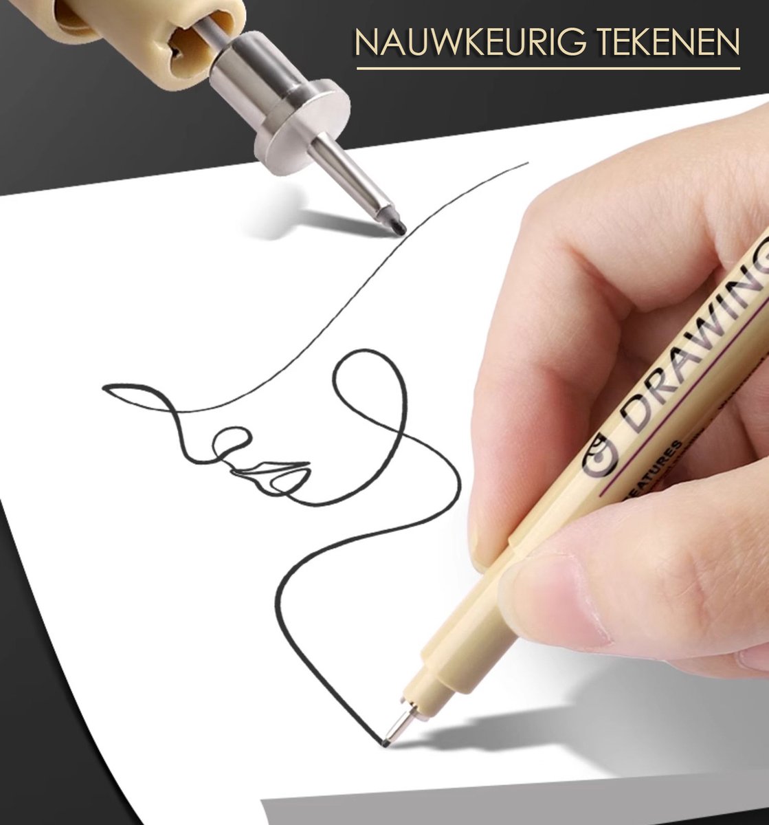 Ainy - Micro Fineliners Twaalf watervast - set van 12 zwart fineliner | fine liner kawaii manga / anime tekenen op schetsboek | bullet journal | handlettering | Pigment liner penselen | calligraphy pennen — afbeelding 3