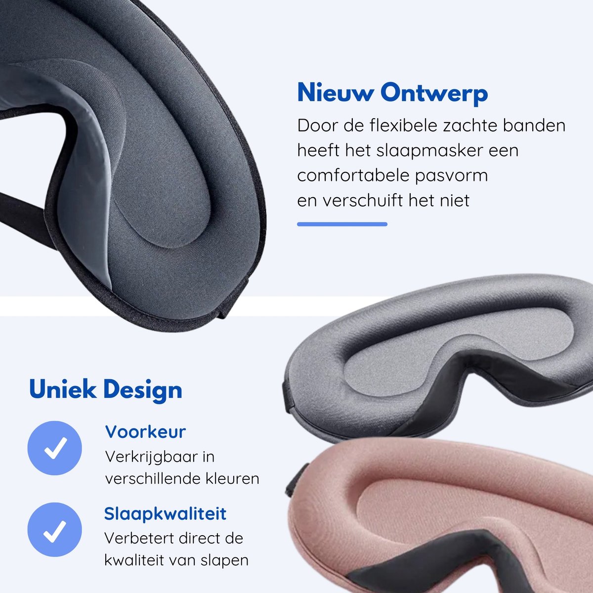 Hilvard - Slaapmasker - Oogmasker - Inclusief Slaap oordopjes - 100% Verduisterend - Verstelbaar - Ergonomisch - Roze — afbeelding 3