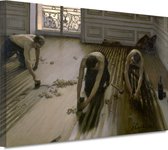 Parketschaafmachines - Gustave Caillebotte wanddecoratie - Werklieden schilderijen - Canvas schilderij Mensen - Schilderijen op canvas industrieel - Canvas schilderij woonkamer - Decoratie slaapkamer 90x60 cm