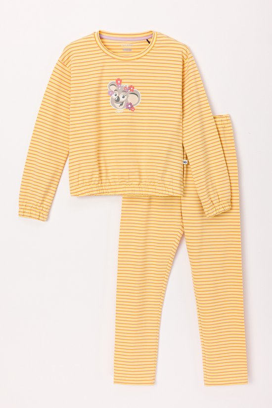 Woody pyjama meisjes/dames - geel/lila gestreept - koala - 241-10-PZB-Z/932 - maat 116