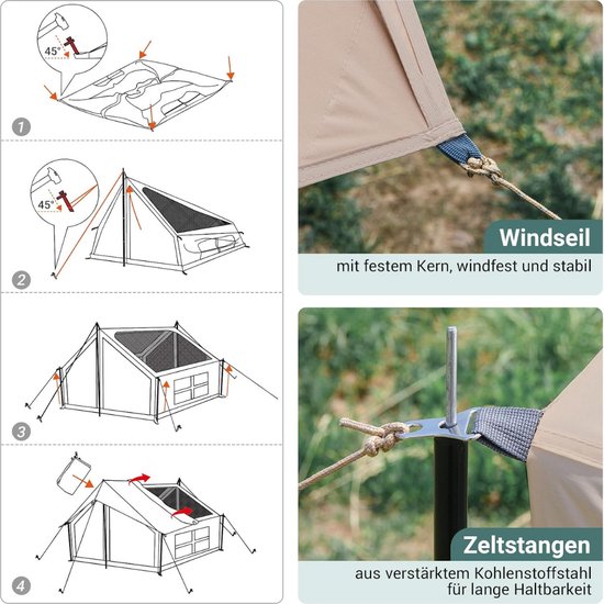 Tent - Bergen - Wandtent - 5 Pers - Campingtent - Panorama Dak — afbeelding 2