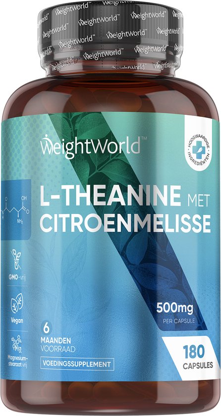 WeightWorld L-Theanine met citroenmelisse - 500mg - 180 Vegan capsules voor 6 maanden - Weight World