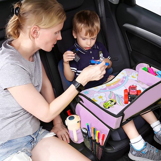 Autotafel voor kinderen, draagbare autostoel, tablettafel, achterbanktafel met bekerhouder en mobiele telefoonhouder, opvouwbare verstelbare telescopische achterbank, tablettafel om te werken, te Autotafel voor kinderen, draagbare autostoel, tablettafel, achterbanktafel met bekerhouder en mobiele telefoonhouder, opvouwbare verstelbare telescopische achterbank, tablettafel om te werken, te
