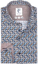 R2 Amsterdam - Overhemd Print Blauw - Heren - Maat 46 - Modern-fit