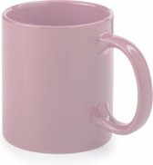 Bellatio Design Koffie mokken/bekers - 1x - keramiek - glans - met oor - oud roze - 370 ml