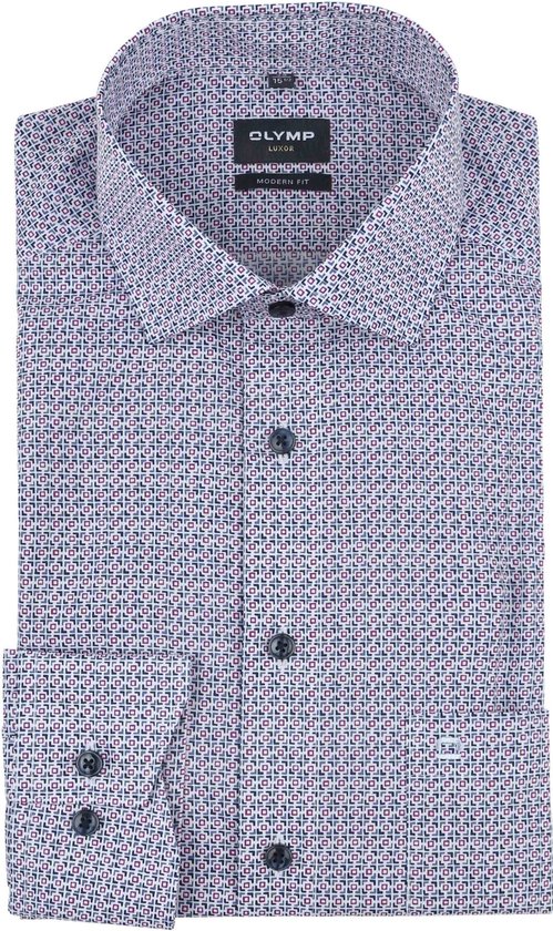 OLYMP - Chemise Luxor Imprimé Violet - Homme - Taille 42 - Coupe moderne