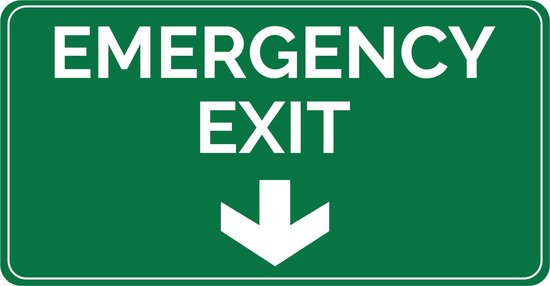 5x 200x75mm | Exit sticker emergency sticker | Nooduitgang pijl naar beneden