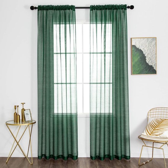 lichtdoorlatende gordijnen met linnenlook / transparante - transparent curtains 84 inch