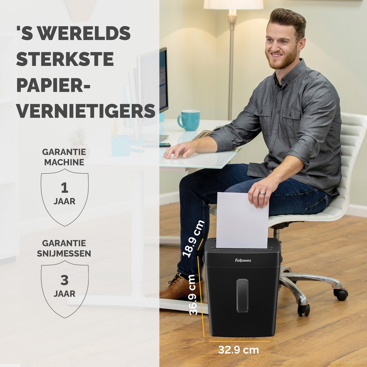 Fellowes P‑42C Papiervernietiger / Papierversnipperaar – P‑4 Cross‑Cut – 8 vellen – Ook voor pasjes – Thuis & thuiskantoor thumbnail 2