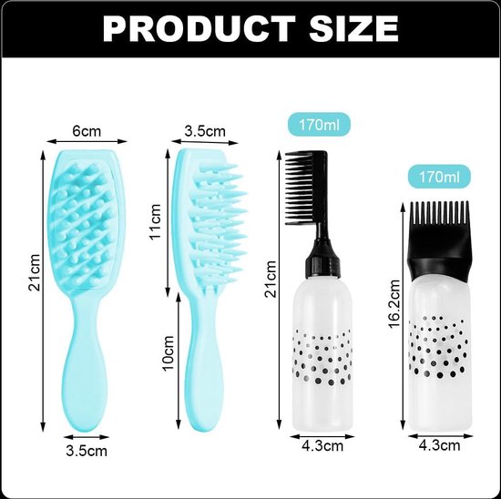 LBJFYHJN 2 stuks haarolie-applicators, haarverfkwast, fles, wortelkam-applicatorfles, haaroliefles voor haarolie, haarkleuringen, shampoo, applicatorkwast