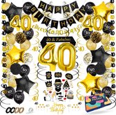Fissaly 40 Jaar Verjaardag Decoratie Versiering - Ballonnen – Jubileum Man & Vrouw - Zwart en Goud