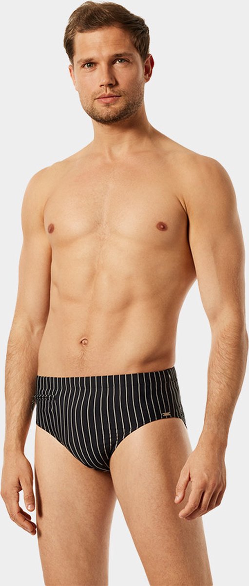 SCHIESSER Nautical Casual heren badkleding - zwemslip met ritszak breiwerk gerecycled strepen zwart — afbeelding 11